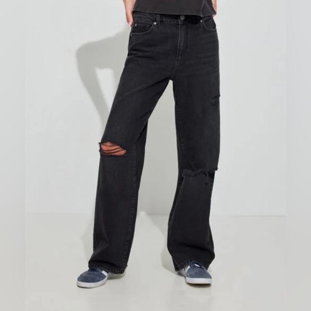 GARAGE straight wide leg black jeans - size 01